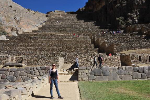 Chegando ao parque arqueológico de Ollantaytambo, no Valle Sagrado, perto de Cusco, no Peru